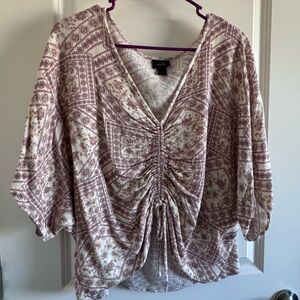 Daytrip Women's Top - Pink and Cream Patterned Blouse